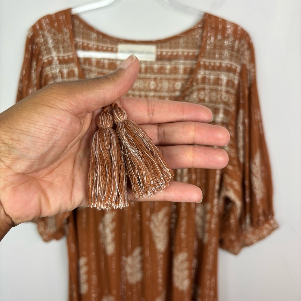 Daughters of India Rust Brown Printed Bohemian Maxi Dress - Picture 6 of 14